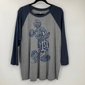 Disney Parks Epcot World Showcase July 4th Mickey Mouse Raglan Baseball T Shirt